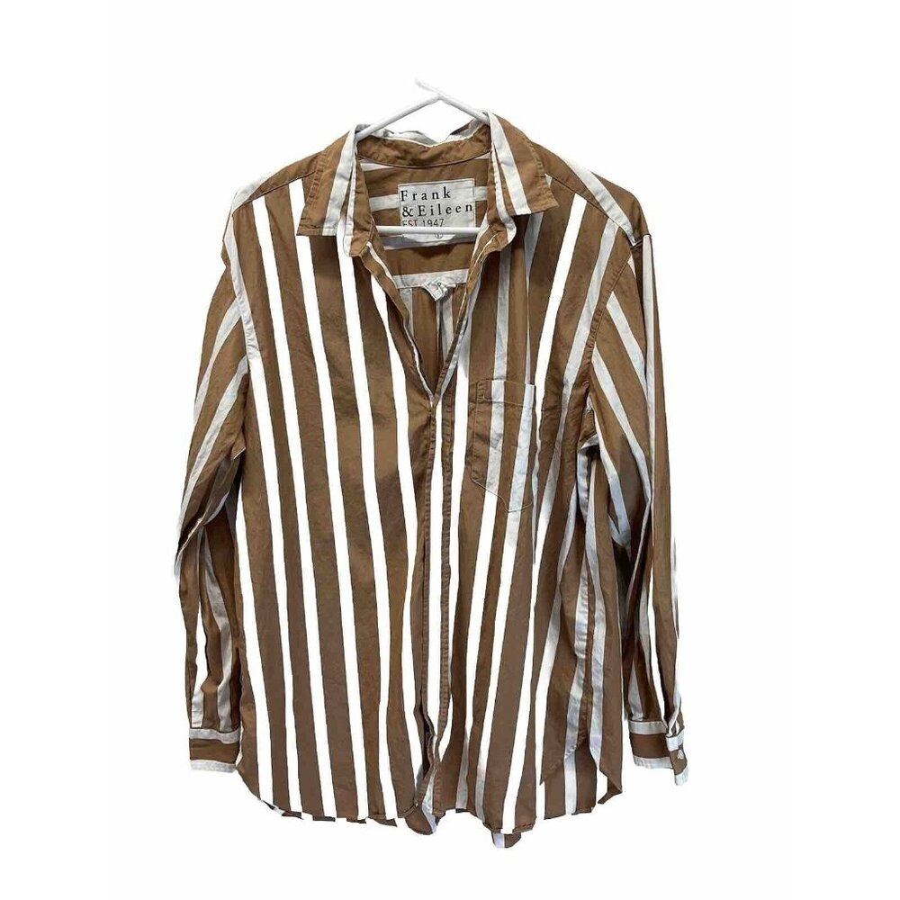 Frank & Eileen Brown Striped Joedy Long Sleeve Button Down Shirt LG